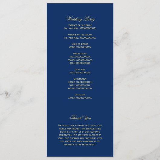 Hochzeitsfeier für die Marine und die Gold World M Programm (Rückseite)