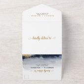 Hochzeitsfeier für die Marine und Gold All In One Einladung (Außenbereich)