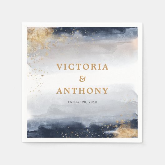 Hochzeitsfeier für die Marine und Gold in Neapel Serviette (Vorderseite)