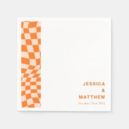 Hochzeitsfeier für die Orangefarbene Groovy Retro- Serviette