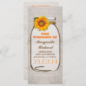 Hochzeitsfeier für die Rustikale Burlap-Mason-Glas Programm (Vorne/Hinten)