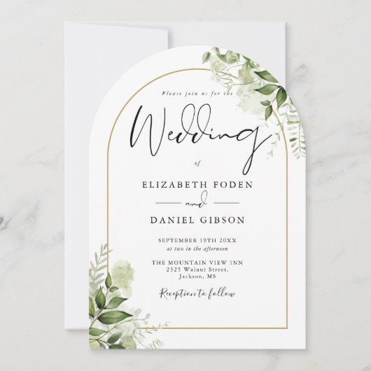 Hochzeitsfeier für die Rustikale Grüne Einladung (Vorderseite)