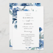 Hochzeitsfeier für Dusty Blue Floral Einladung (Vorne/Hinten)