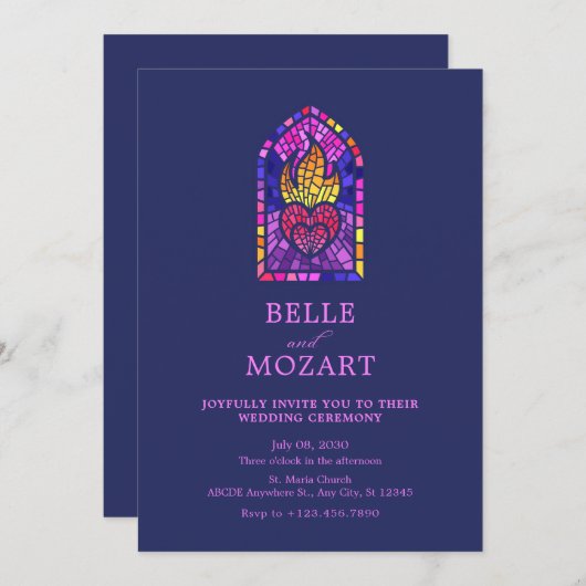 Hochzeitsfeier für Feuerherz Einladung (Vorne/Hinten)