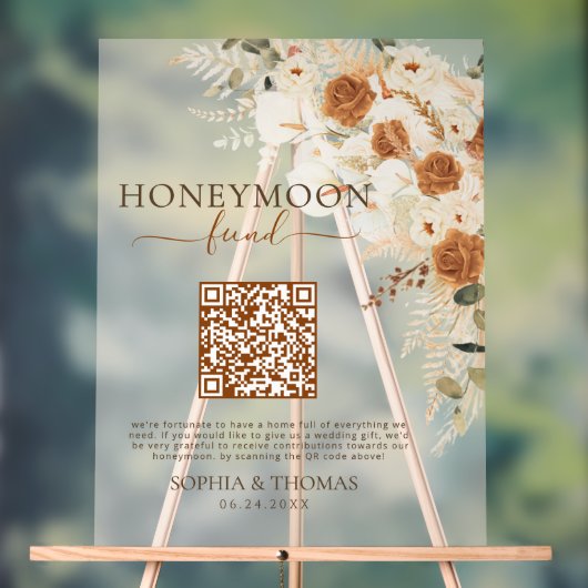 Hochzeitsfeier für Flitterwochen QR-Code Acrylschild (Neutral)