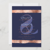 Hochzeitsfeier für Hochzeitsreisende in Luxury Nav Einladung (Vorderseite)