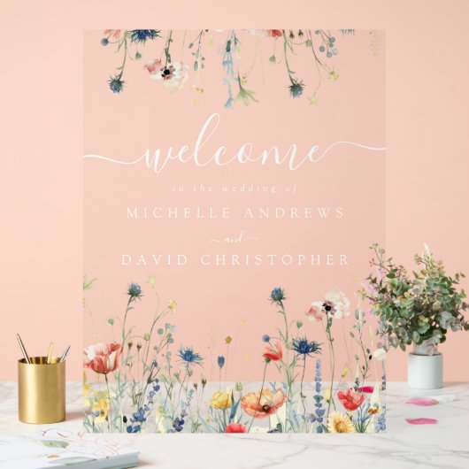 Hochzeitsfeier für lebendige Wildblumen Acrylschild (Hochzeit)