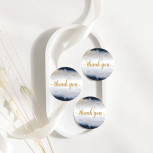 Hochzeitsfeier für Marine und Gold Runder Aufkleber