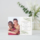 Hochzeitsfeier für Micro Greenery-Foto Ankündigungspostkarte (Stehend Vorderseite)