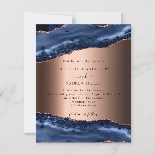 Hochzeitsfeier für Navy-Blue-Agate-Rose Abend (Vorderseite)