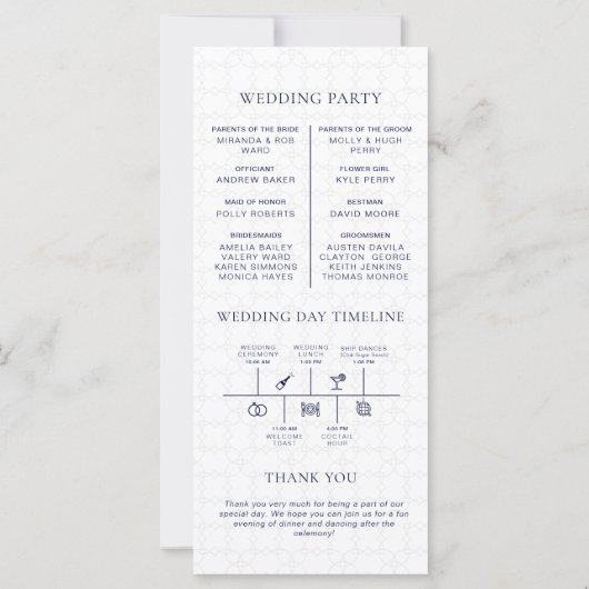 Hochzeitsfeier für Navy Blue Cruise Travel (Rückseite)