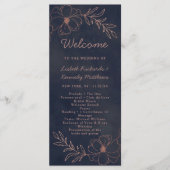 Hochzeitsfeier für Navy Blue & Rose Gold Foil Programm (Vorderseite)