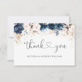 Hochzeitsfeier für Navy Blue und Dusty Flat Dankeskarte (Vorderseite)