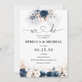 Hochzeitsfeier für Navy Blue und Dusty Rose Einladung (Vorderseite)