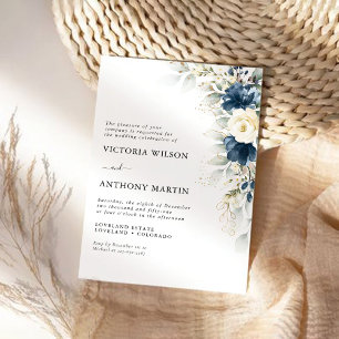 Hochzeitsfeier für Navy Blue und White Roses Einladung