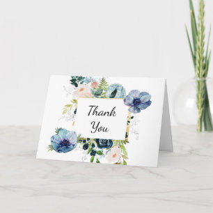 Hochzeitsfeier für Navy Floral Foto Vielen Dank Dankeskarte