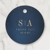 Hochzeitsfeier für Navy & Gold Glitzer Geschenkanhänger (Rückseite)
