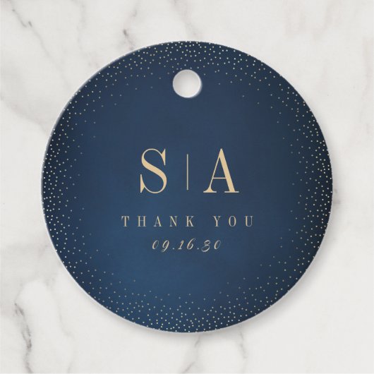 Hochzeitsfeier für Navy & Gold Glitzer Geschenkanhänger (Vorderseite)