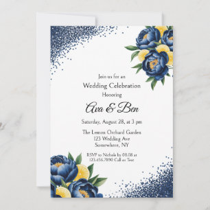 Hochzeitsfeier für Navy Peony Citrus Paint Floral Einladung