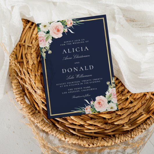 Hochzeitsfeier für Navy und Rose Einladung