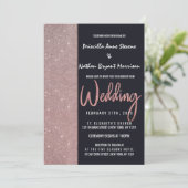 Hochzeitsfeier für Rose Gold Glitzer Einladung (Stehend Vorderseite)