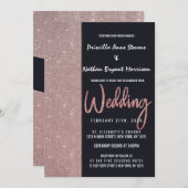 Hochzeitsfeier für Rose Gold Glitzer Einladung (Vorne/Hinten)