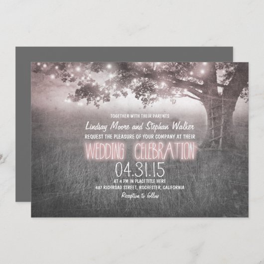 Hochzeitsfeier für Rose in Grau Einladung (Vorne/Hinten)