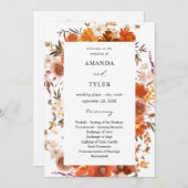 Hochzeitsfeier für Rote und Orange Einladung (Vorne/Hinten)