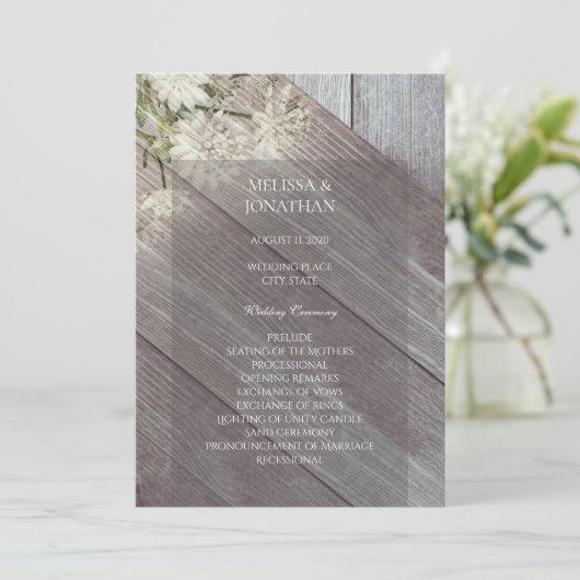 Hochzeitsfeier für Rustikales Holz V4 Einladung (Stehend Vorderseite)