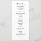 Hochzeitsfeier für Schwarzweiß Programm (Rückseite)