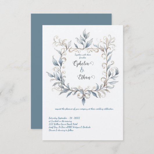 Hochzeitsfeier für Wasserfarben Einladung (Vorne/Hinten)