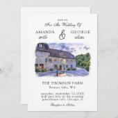 Hochzeitsfeier für Wasserfarben Einladung (Vorne/Hinten)