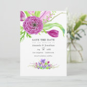 Hochzeitsfeier für Wasserfarben Foto Save The Date (Stehend Vorderseite)