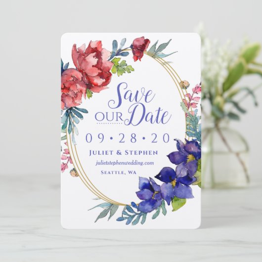 Hochzeitsfeier für Wasserfarben | Rett unseres Dat Einladung (Stehend Vorderseite)