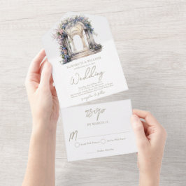 Hochzeitsfeier für Wasserfarben Rsvp All In One Einladung