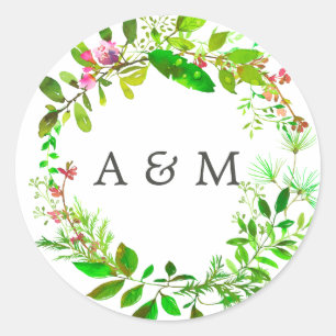 Hochzeitsfeier für Wasserfarben Runder Aufkleber