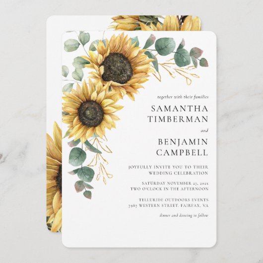 Hochzeitsfeier für Wasserfarben und Eukalyptus Einladung (Vorne/Hinten)