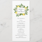 Hochzeitsfeier für Wasserfarben und Zitronen Programm (Vorderseite)