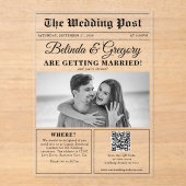 Hochzeitsfeier für Zeitungen - Schwarz-Weiß-Foto Acryleinladungen (Vorderseite)