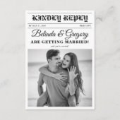 Hochzeitsfeier für Zeitungen - Schwarz-Weiß-Foto Begleitkarte (Vorderseite)