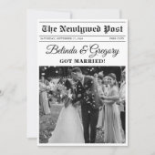 Hochzeitsfeier für Zeitungen - Schwarz-Weiß-Foto Dankeskarte (Vorderseite)