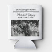 Hochzeitsfeier für Zeitungen - Schwarz-Weiß-Foto Dosenkühler (Rückseite)