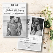 Hochzeitsfeier für Zeitungen - Schwarz-Weiß-Foto RSVP Karte