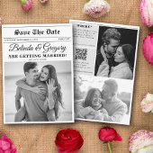 Hochzeitsfeier für Zeitungen - Schwarz-Weiß-Foto Save The Date