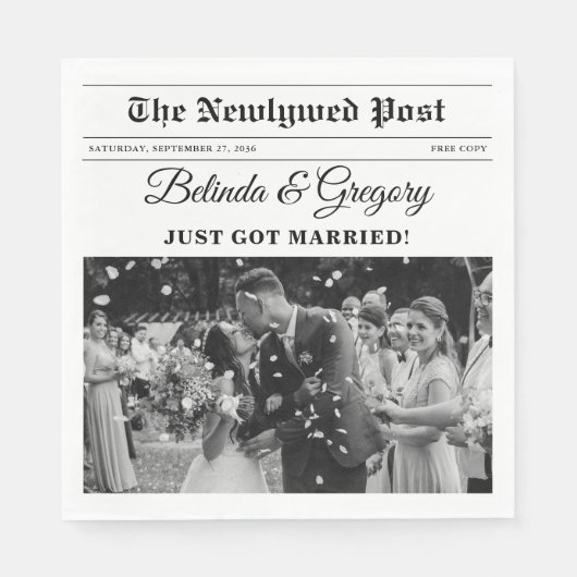 Hochzeitsfeier für Zeitungen - Schwarz-Weiß-Foto Serviette (Vorderseite)