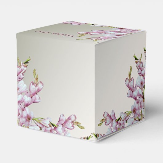 Hochzeitsfeier Geschenk Rosa Weiße Blume Elegant Geschenkschachtel (Rückseite)