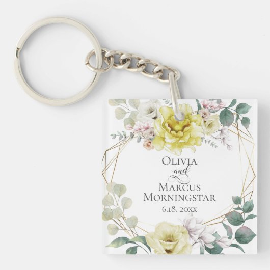 Hochzeitsfeier-Geschenk Sonnengelbe Wasserfarbenpi Schlüsselanhänger (Vorderseite)