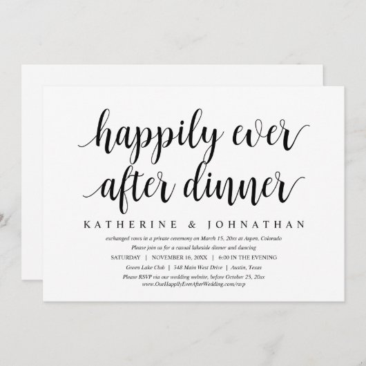 Hochzeitsfeier, glücklich immer nach dem Abendesse Einladung (Vorne/Hinten)