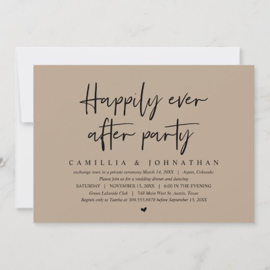 Hochzeitsfeier, glücklicherweise immer nach dem Pa Einladung (Vorderseite)