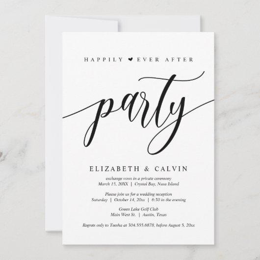 Hochzeitsfeier, glücklicherweise immer nach dem Pa Einladung (Vorderseite)